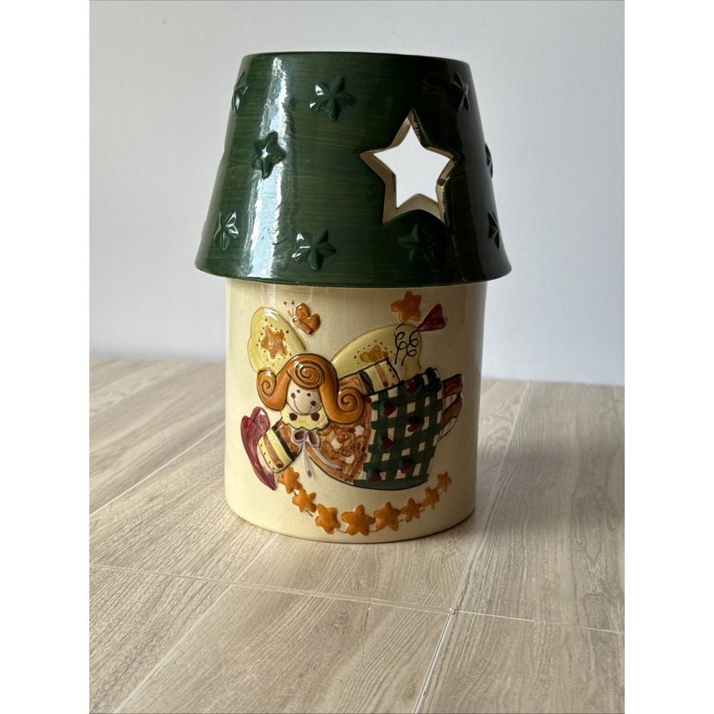 Ceramic Angel Candle Jar With Star Topper‎